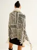 Geometric Striped Tassel Knit Minky Shawl sold by COMMENSE
