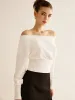Straight Shoulder Cinched Sweatshirt sold by COMMENSE