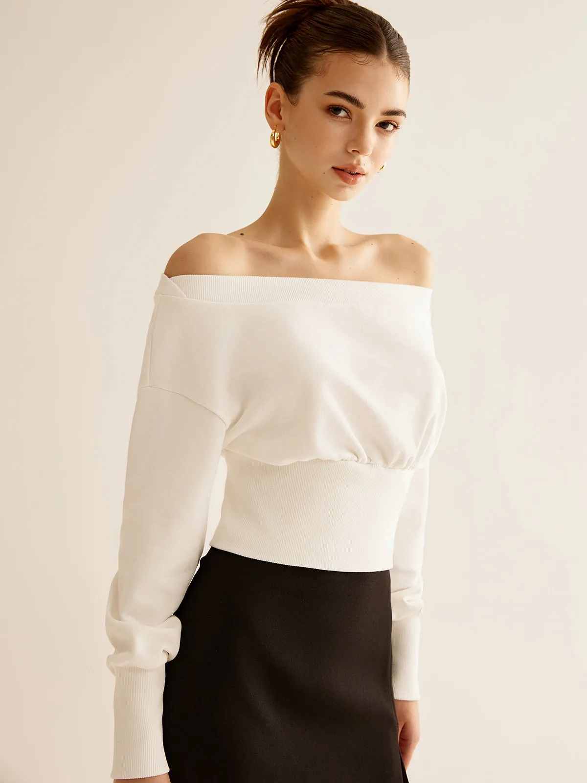 Straight Shoulder Cinched Sweatshirt sold by COMMENSE product image thumbnail 5