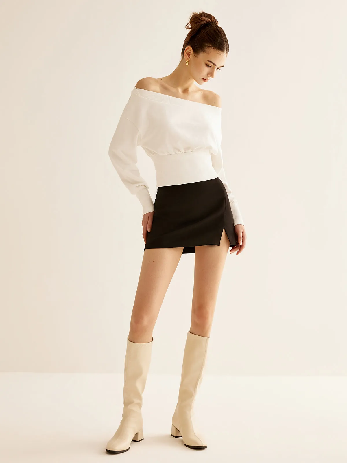 Straight Shoulder Cinched Sweatshirt sold by COMMENSE product image thumbnail 2