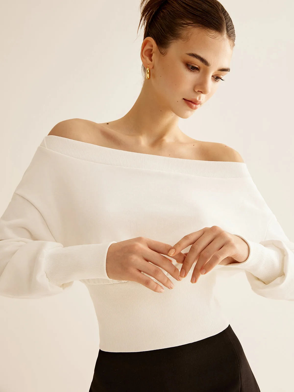 Straight Shoulder Cinched Sweatshirt sold by COMMENSE product image thumbnail 3
