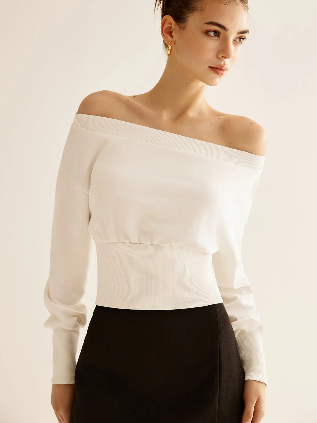 Straight Shoulder Cinched Sweatshirt sold by COMMENSE product image thumbnail 4