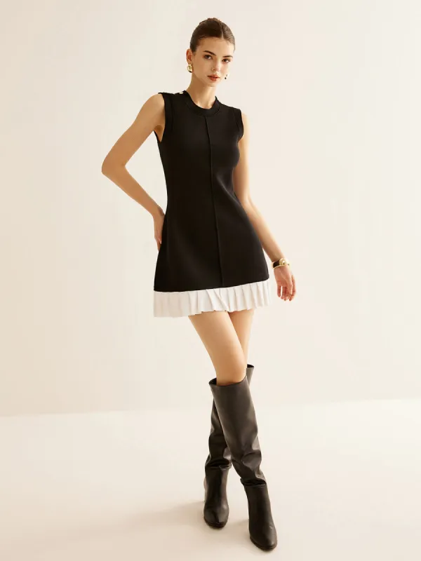Contrast Ruffle Sweater Tank Dress sold by COMMENSE