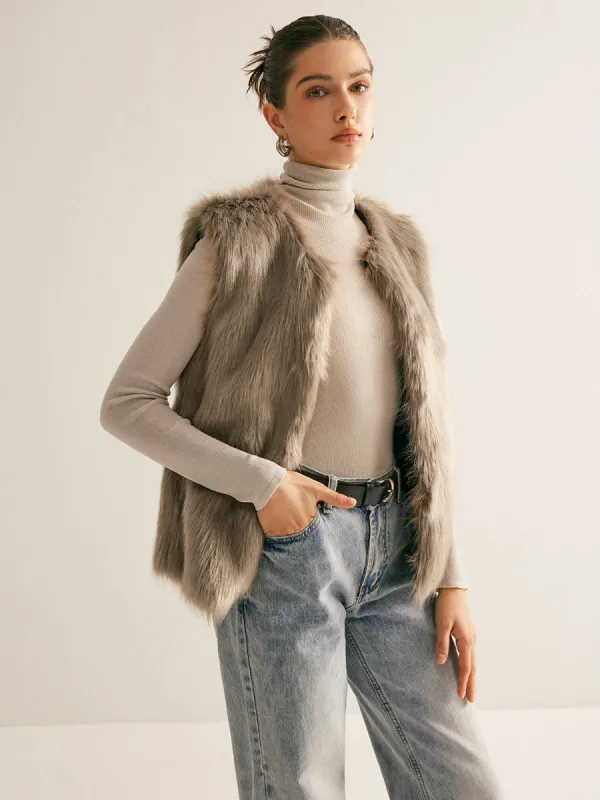 Leisure Faux Fur Vest sold by COMMENSE