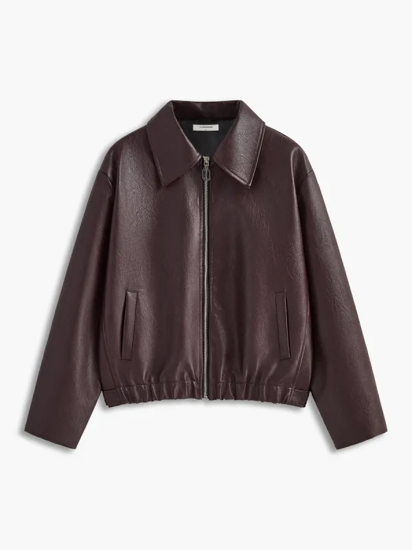 Vintage Zipper Faux Leather Jacket sold by COMMENSE