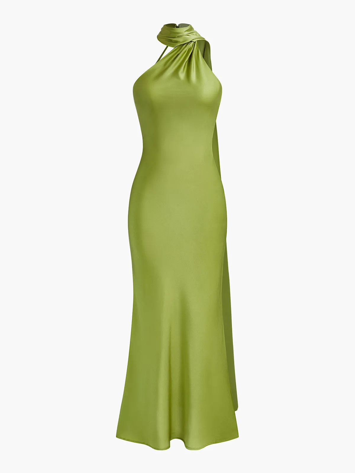 Backless Satin Halter Dress sold by COMMENSE