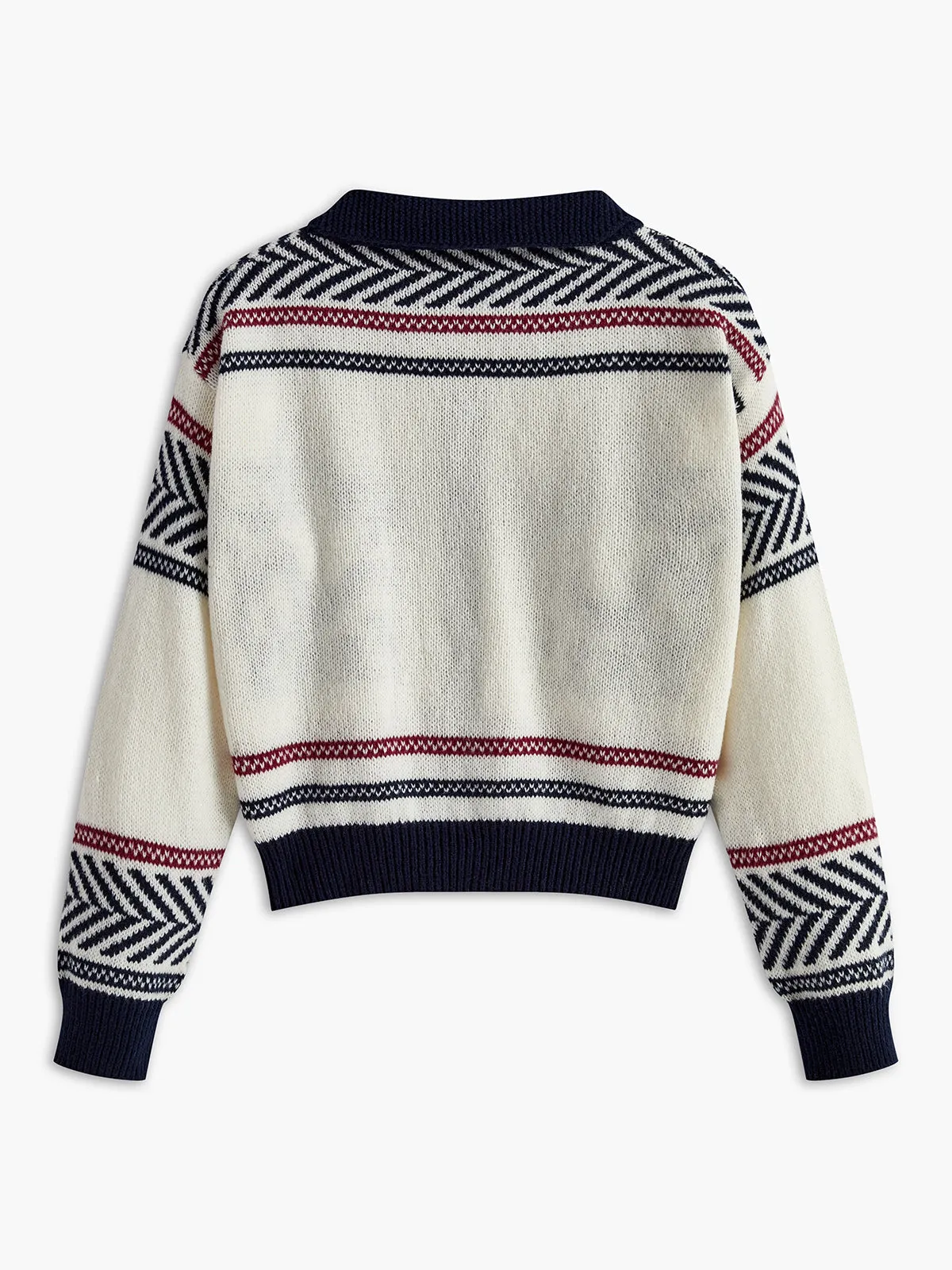 Contrast Pattern Zipper Short Cardigan sold by COMMENSE product image thumbnail 2