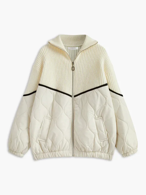 Panel Zipper Knit Outerwear sold by COMMENSE