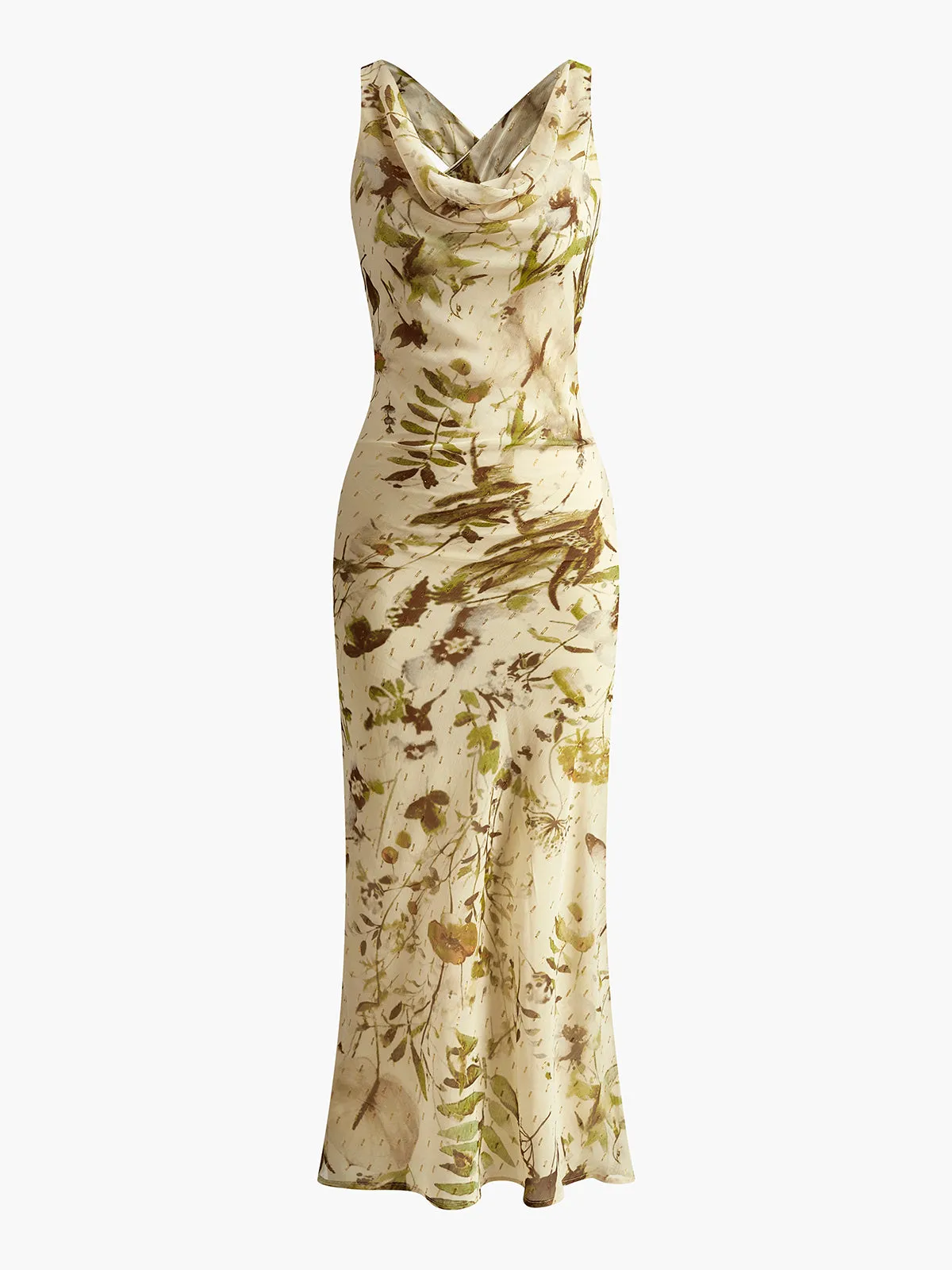 Printed Backless Chiffon Dress sold by COMMENSE