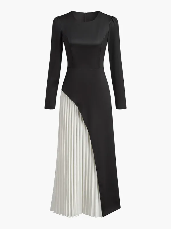 Two Tone Pleated Drawstring Dress sold by COMMENSE