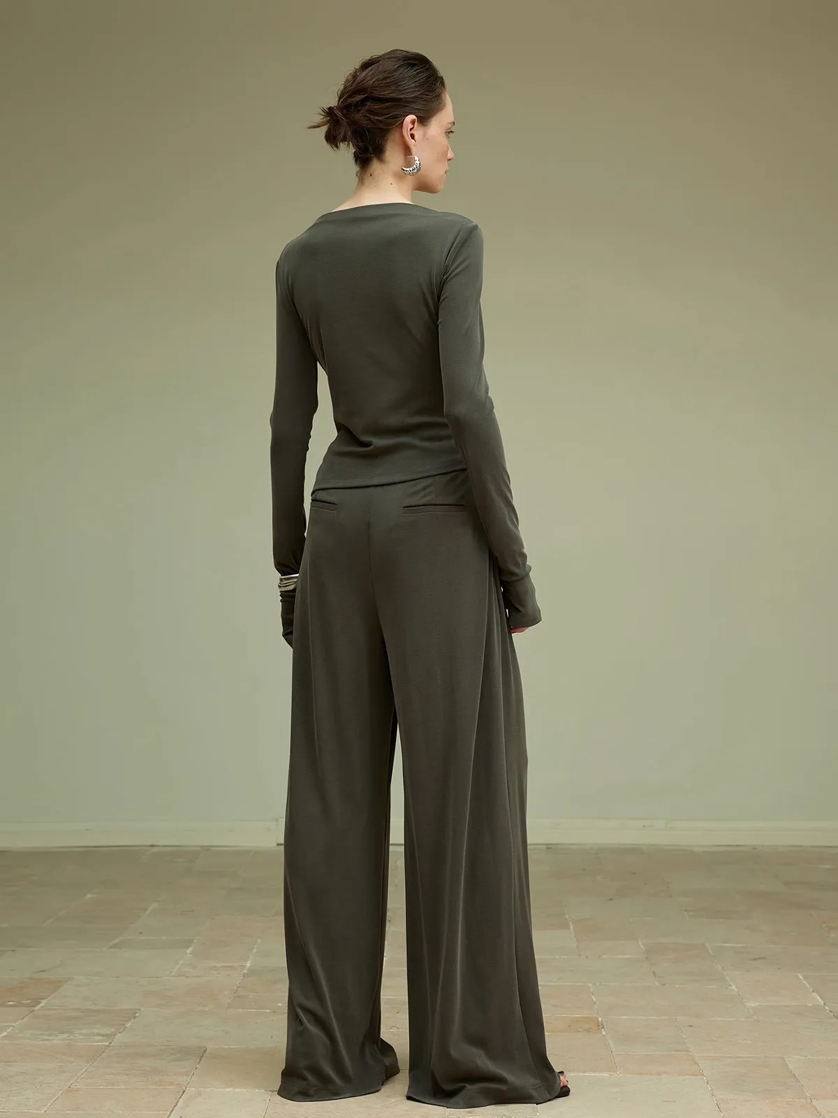 Asymmetrical Slim Jersey Blouse sold by COMMENSE product image thumbnail 4