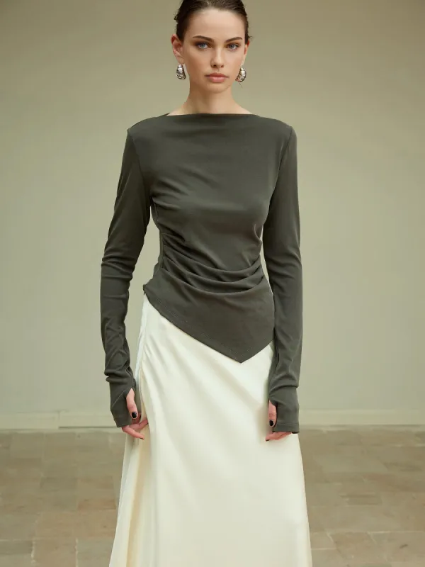 Asymmetrical Slim Jersey Blouse sold by COMMENSE