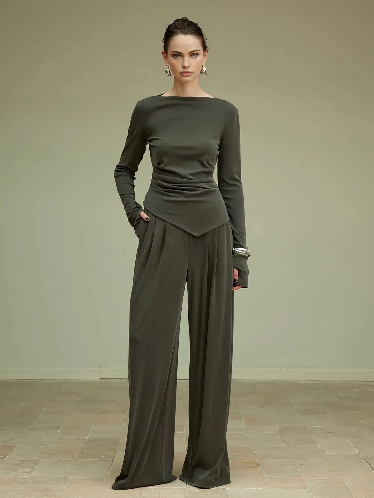 Asymmetrical Slim Jersey Blouse sold by COMMENSE product image thumbnail 2