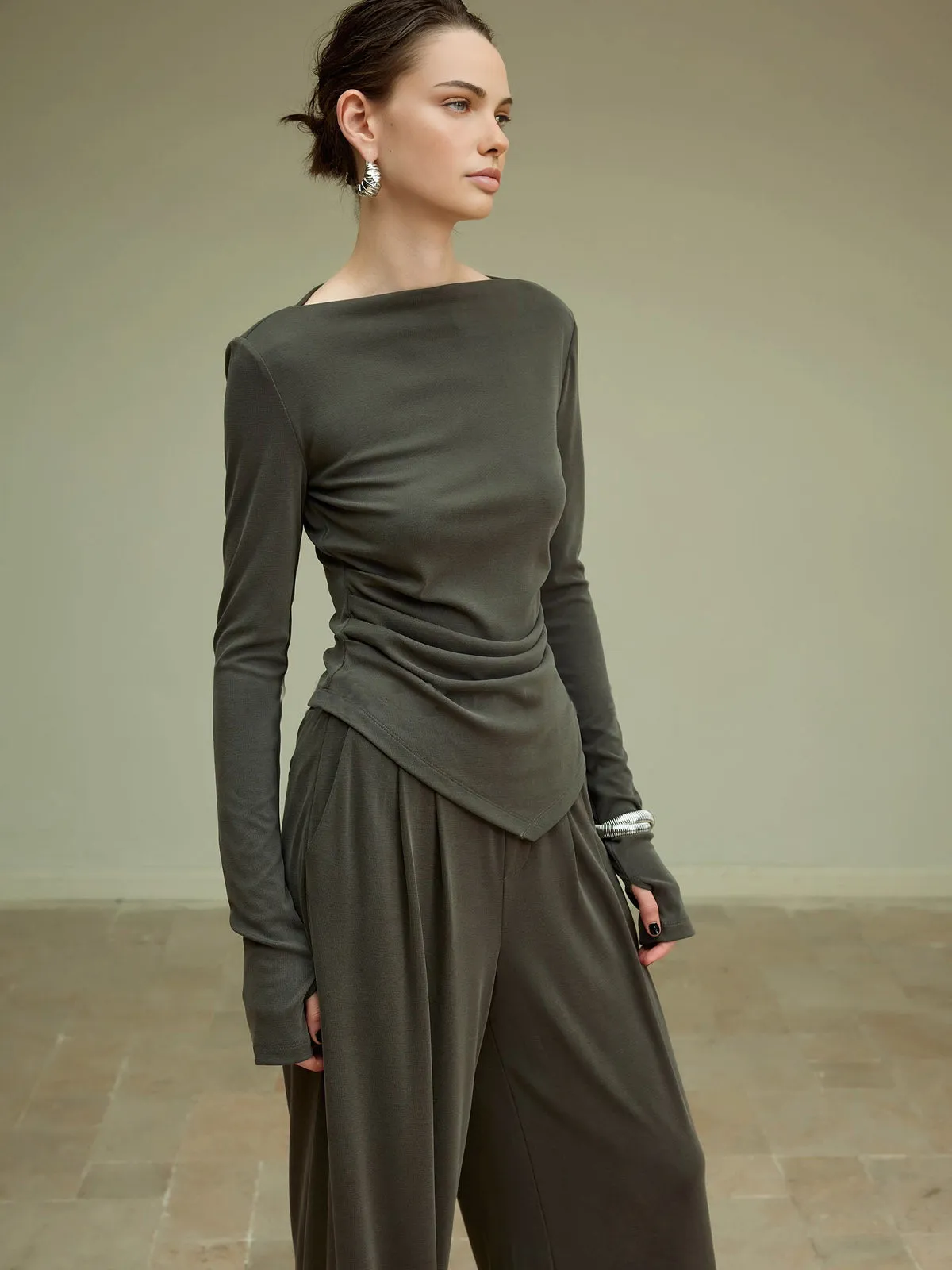 Asymmetrical Slim Jersey Blouse sold by COMMENSE product image thumbnail 3