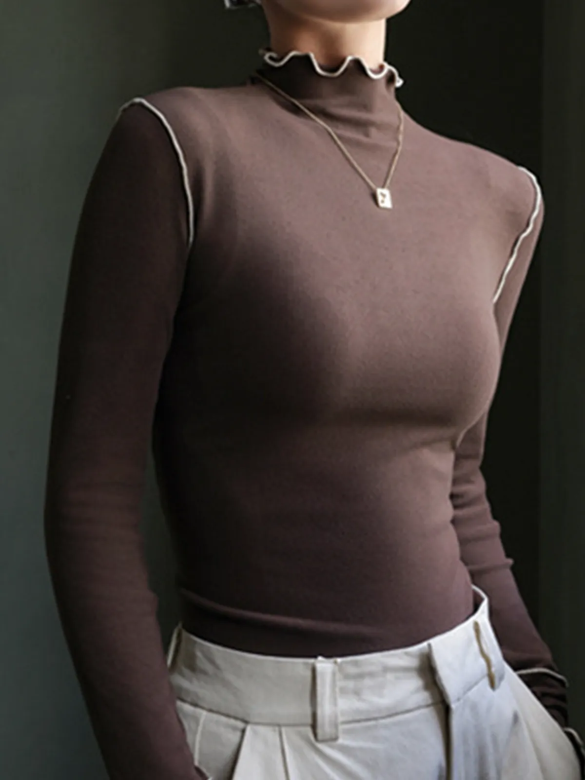 Wave Trim Jersey Slim T-Shirt sold by COMMENSE product image thumbnail 3