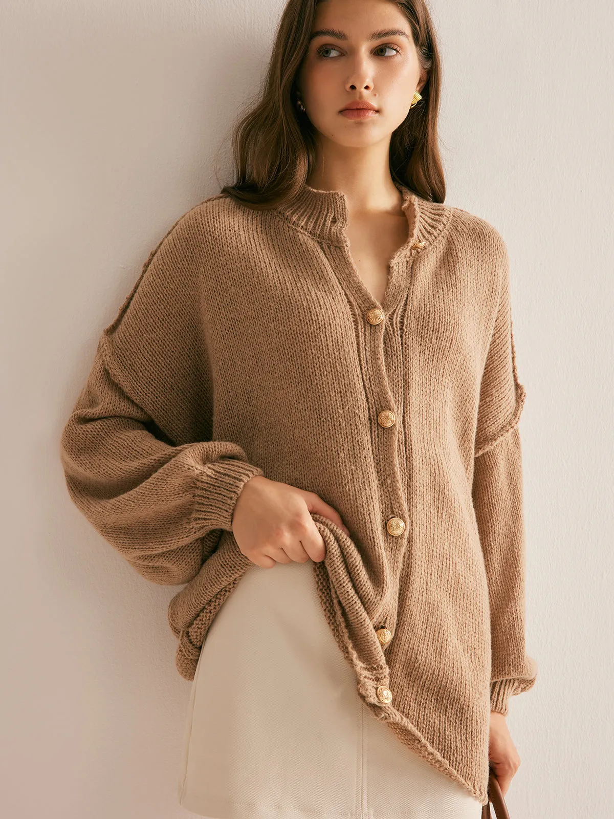 Button Loose Soft Cardigan sold by COMMENSE
