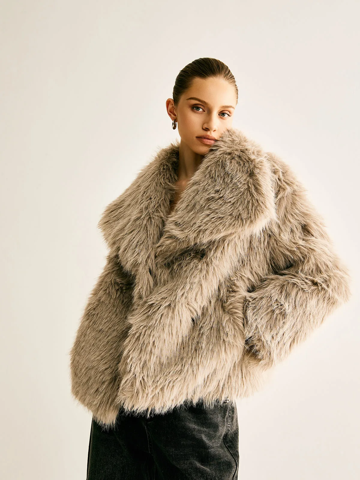 Lapel Pockets Faux Fur Coat sold by COMMENSE product image thumbnail 4