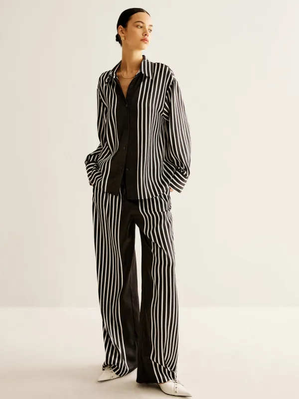 Color Block Pinstripe Lapel Pants Set sold by COMMENSE