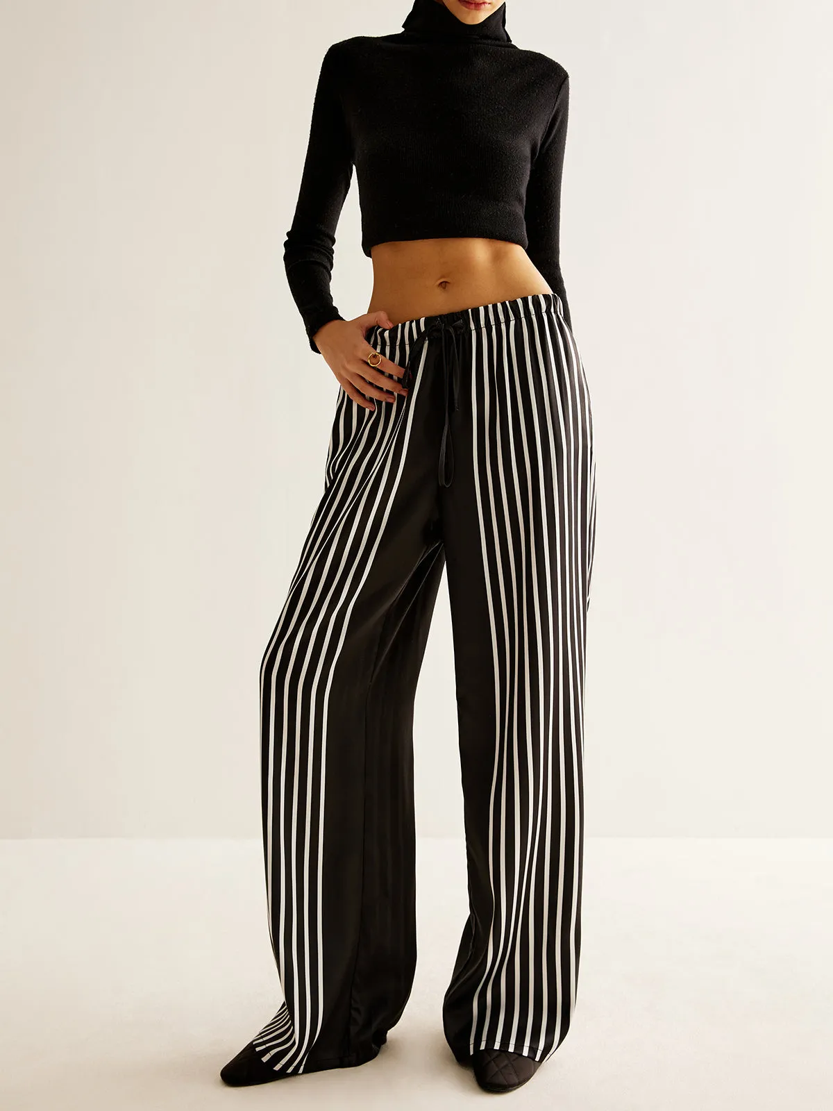 Color Block Pinstripe Lapel Pants Set sold by COMMENSE product image thumbnail 2
