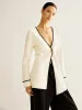 Wool-Blend Contrast Trim Slit Cardigan sold by COMMENSE