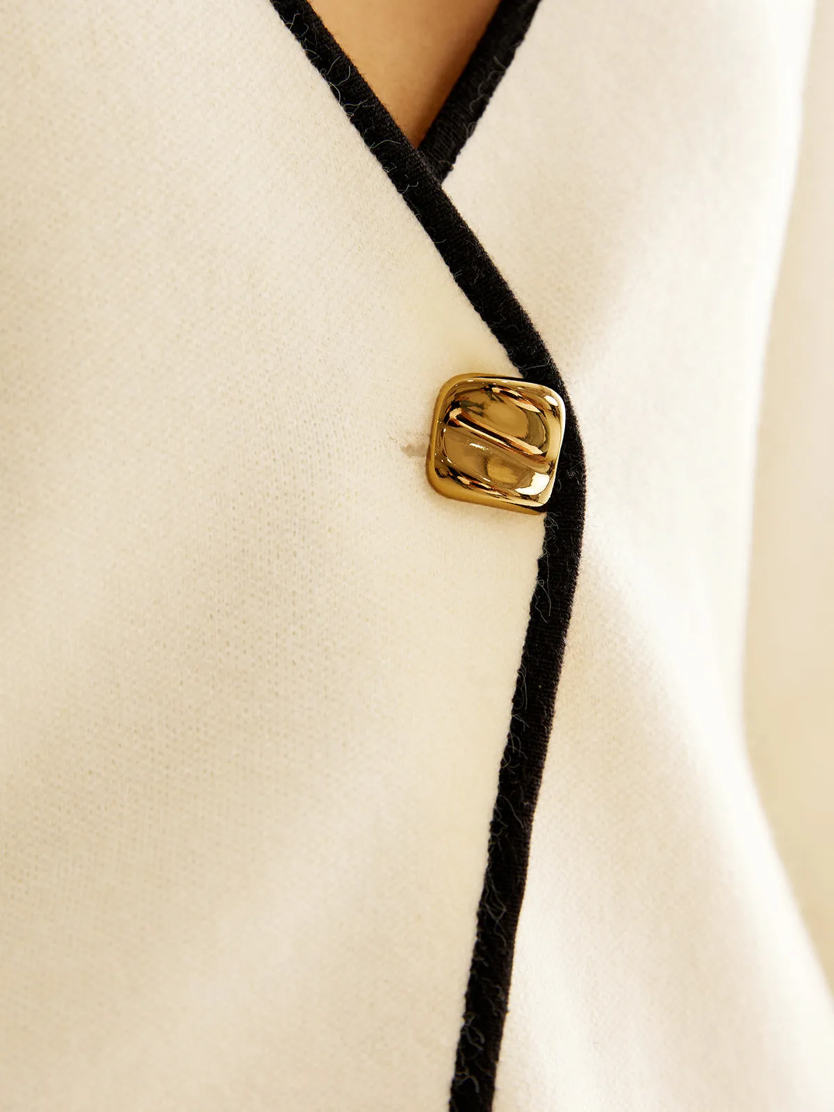 Wool-Blend Contrast Trim Slit Cardigan sold by COMMENSE product image thumbnail 3