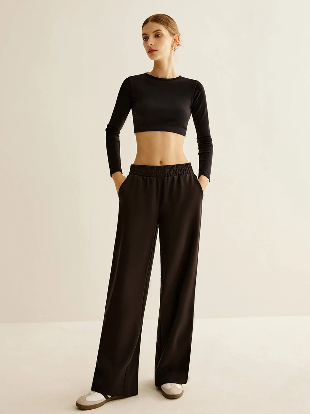 Contrast Striped Elastic Waist Pants sold by COMMENSE product image thumbnail 4