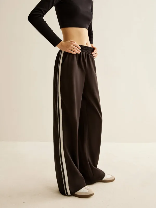 Contrast Striped Elastic Waist Pants sold by COMMENSE