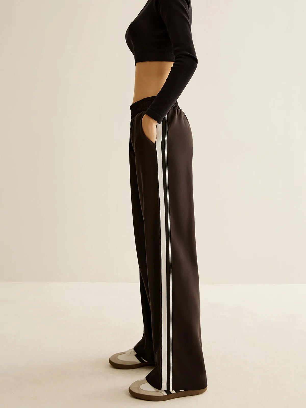Contrast Striped Elastic Waist Pants sold by COMMENSE product image thumbnail 3