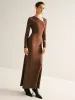 Plain Asymmetrical Neck Long Dress sold by COMMENSE