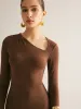 Plain Asymmetrical Neck Long Dress sold by COMMENSE