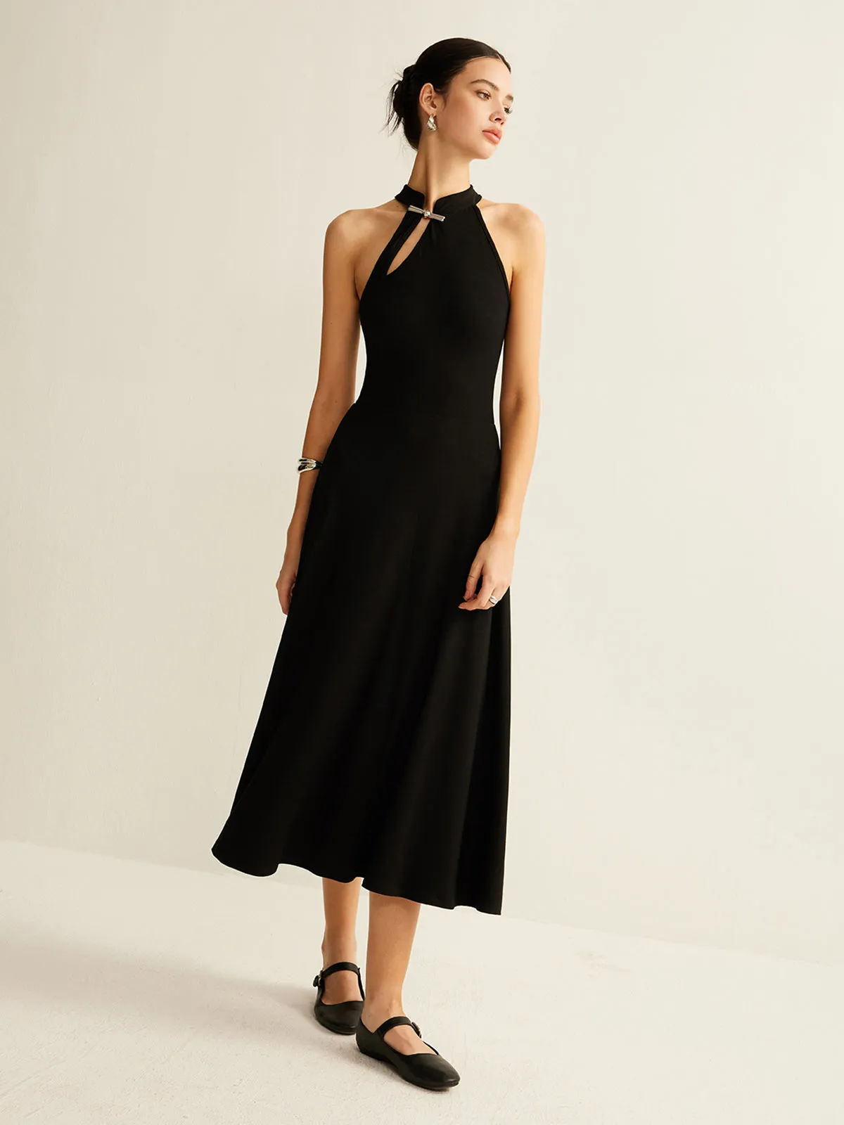 Plain Sleeveless Cutout Dress sold by COMMENSE