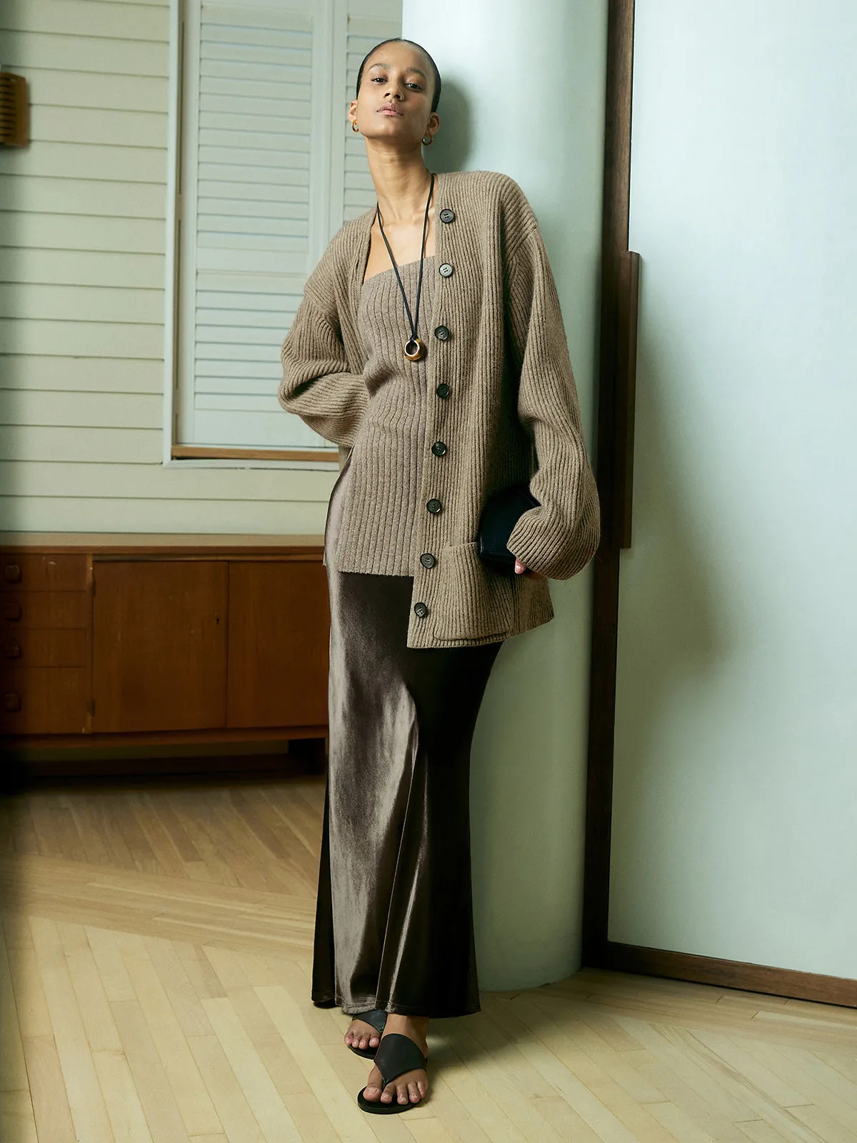 Ribbed Loose Knit Outerwear sold by COMMENSE product image thumbnail 3