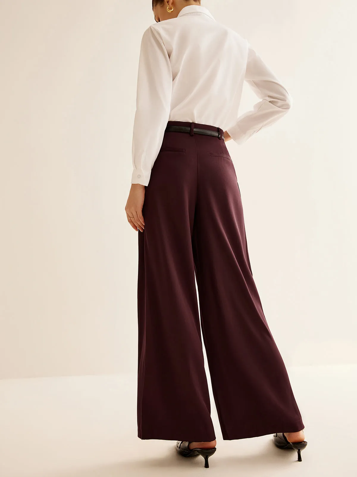 Pleated Wide Leg Pants Without Belt sold by COMMENSE product image thumbnail 5