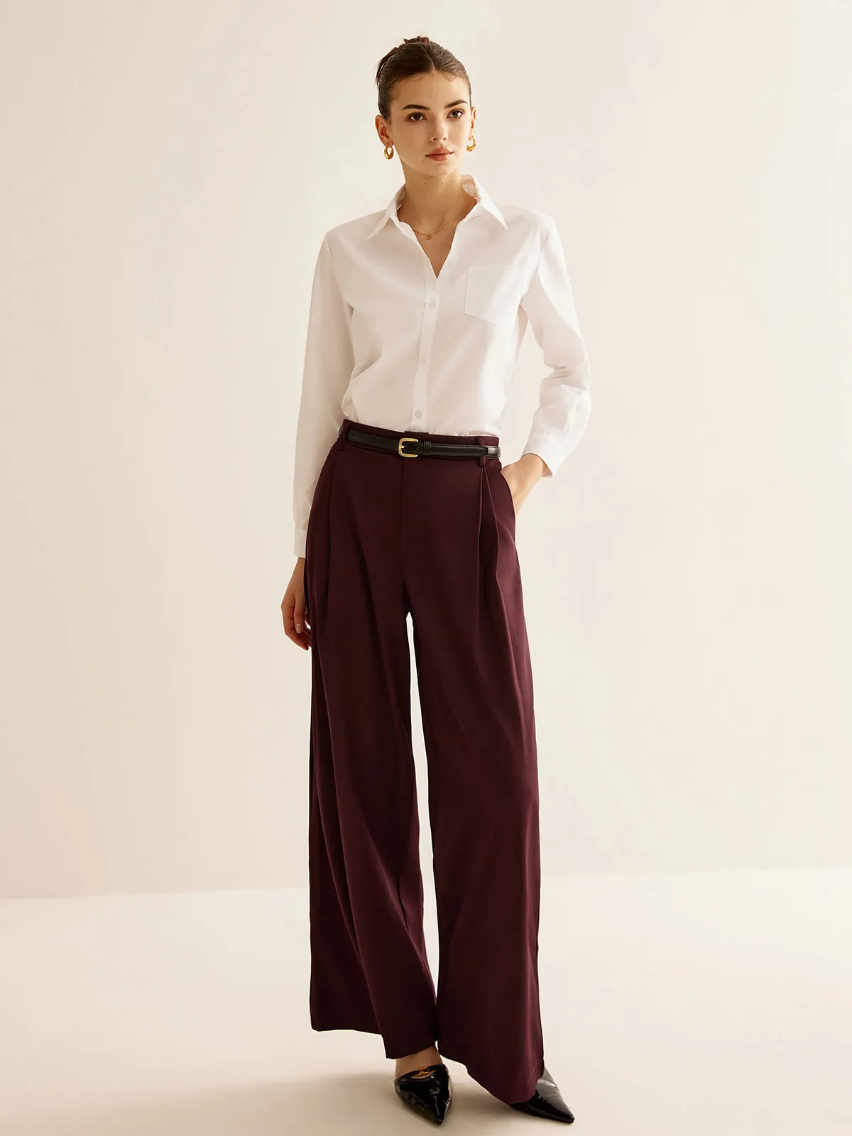 Pleated Wide Leg Pants Without Belt sold by COMMENSE product image thumbnail 2
