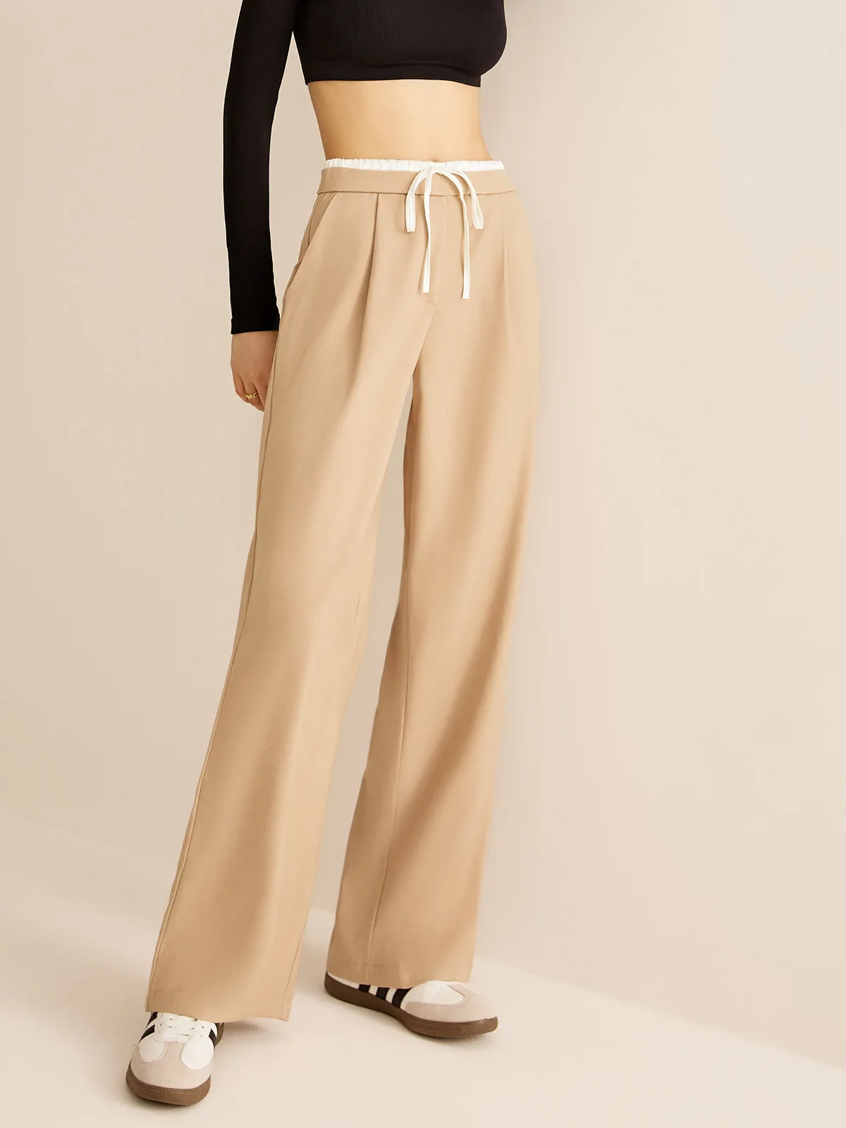Contrast Trim Drawstring Pants sold by COMMENSE product image thumbnail 3