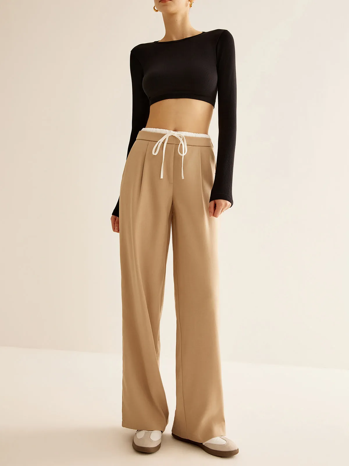 Contrast Trim Drawstring Pants sold by COMMENSE product image thumbnail 2
