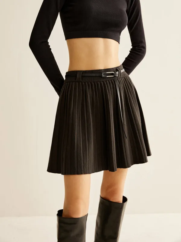 Belted Sweater Mini Skirt sold by COMMENSE