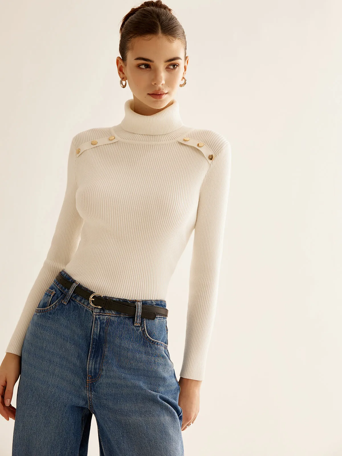 Ribbed Turtleneck Slim Sweater sold by COMMENSE product image thumbnail 2