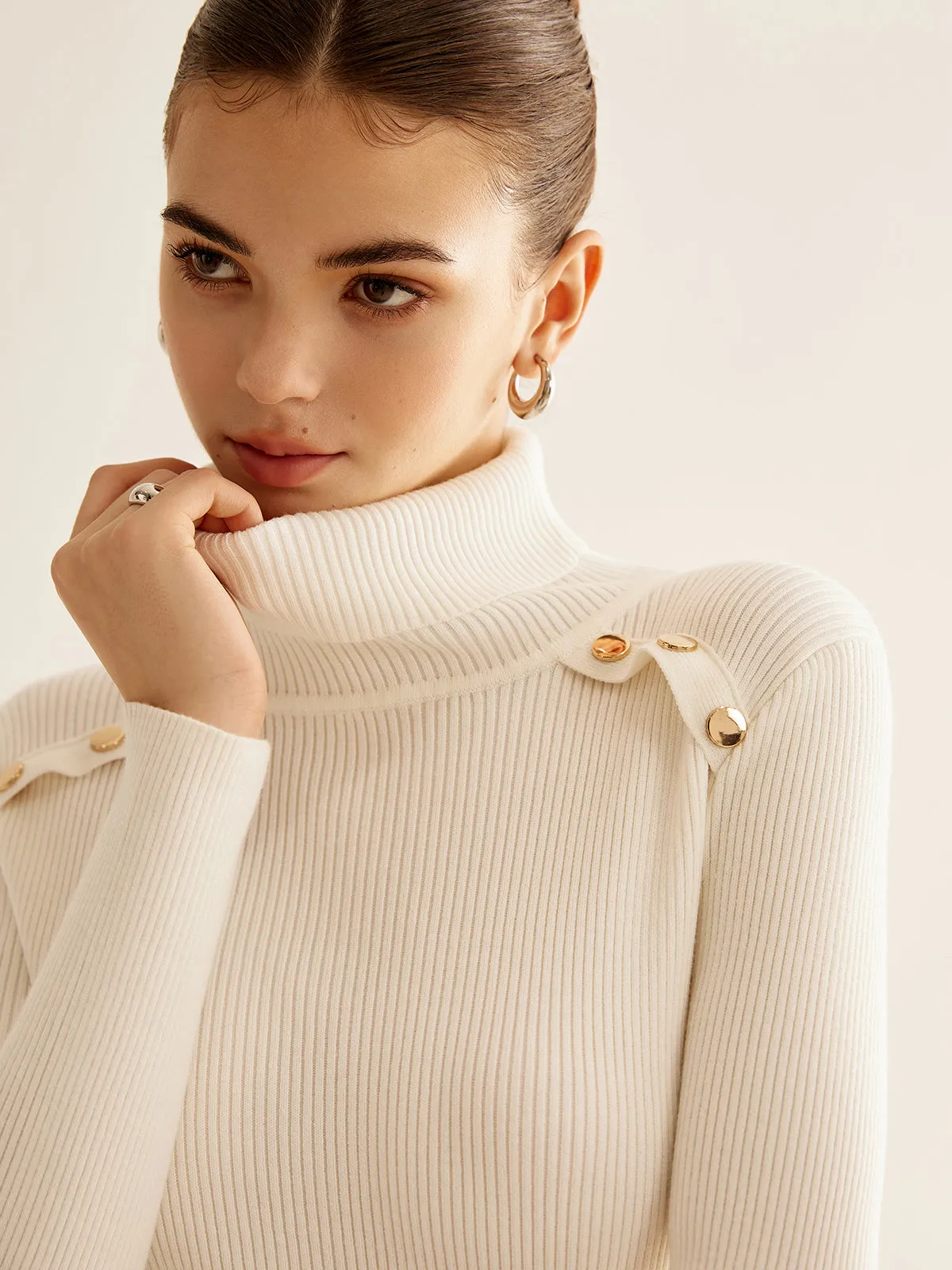 Ribbed Turtleneck Slim Sweater sold by COMMENSE product image thumbnail 3