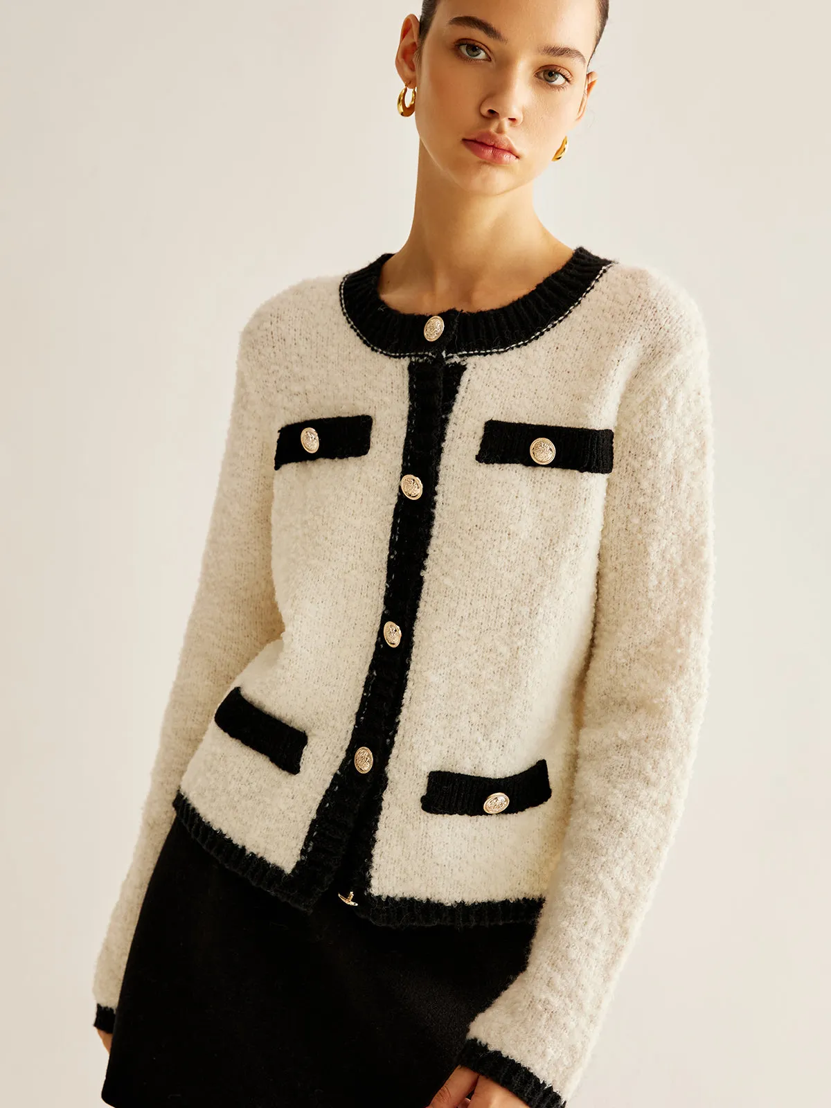 Wool-Blend Minky Breasted Knit Outerwear sold by COMMENSE product image thumbnail 3