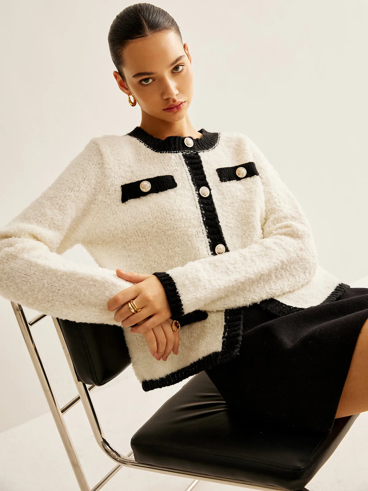 Wool-Blend Minky Breasted Knit Outerwear sold by COMMENSE product image thumbnail 4