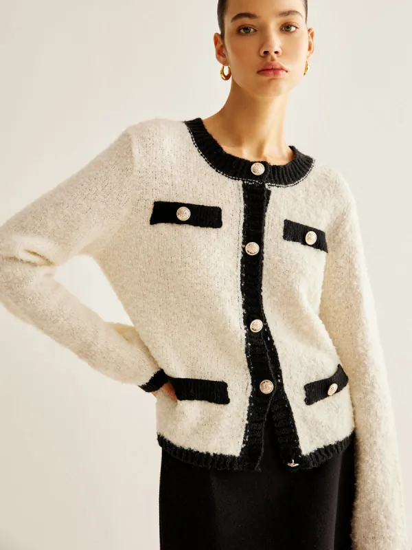 Wool-Blend Minky Breasted Knit Outerwear sold by COMMENSE