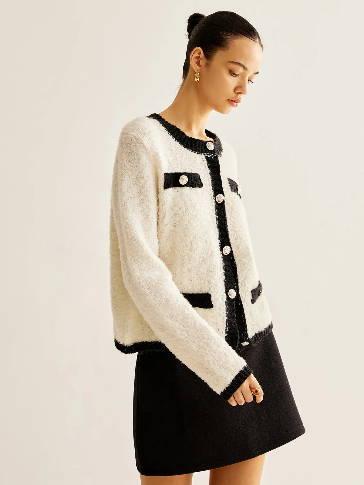 Wool-Blend Minky Breasted Knit Outerwear sold by COMMENSE product image thumbnail 5