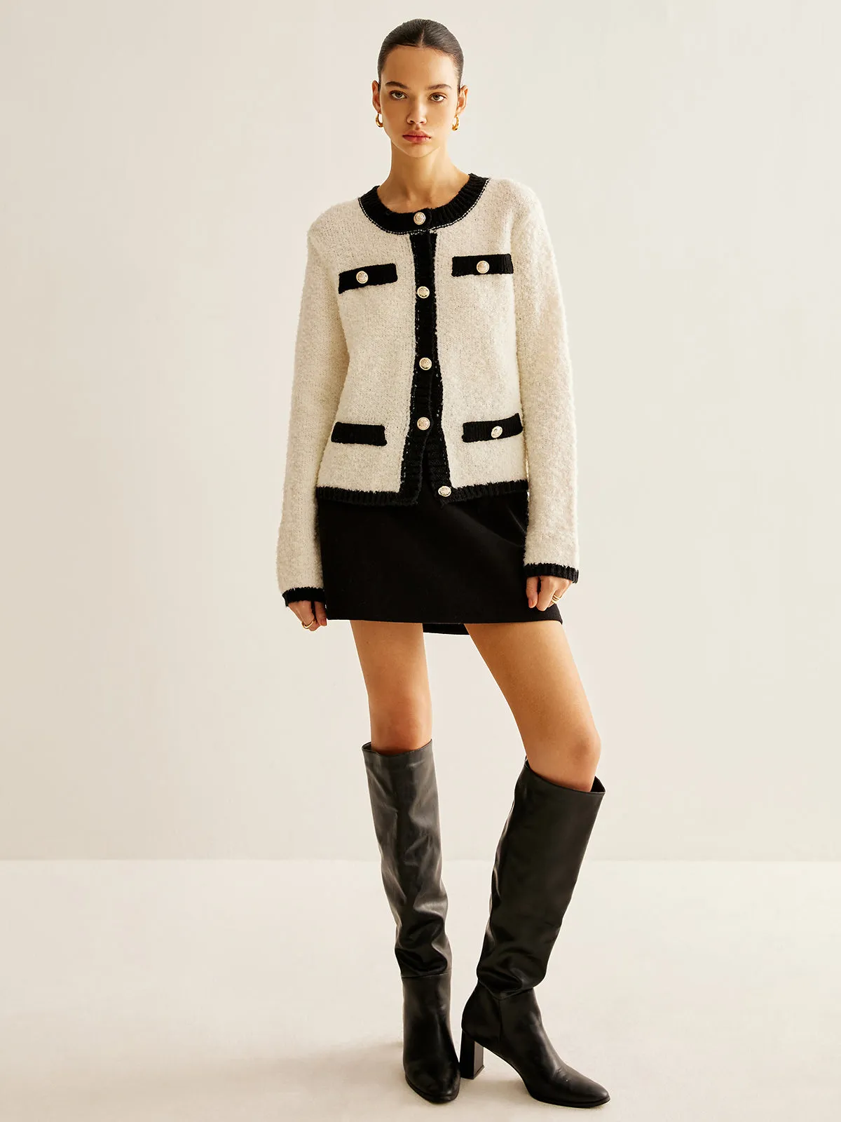 Wool-Blend Minky Breasted Knit Outerwear sold by COMMENSE product image thumbnail 2