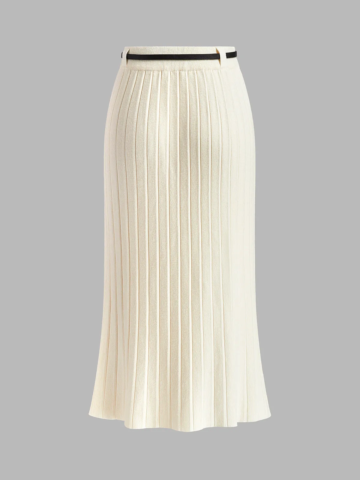 Pleated Sweater Skirt With Belt sold by COMMENSE product image thumbnail 4