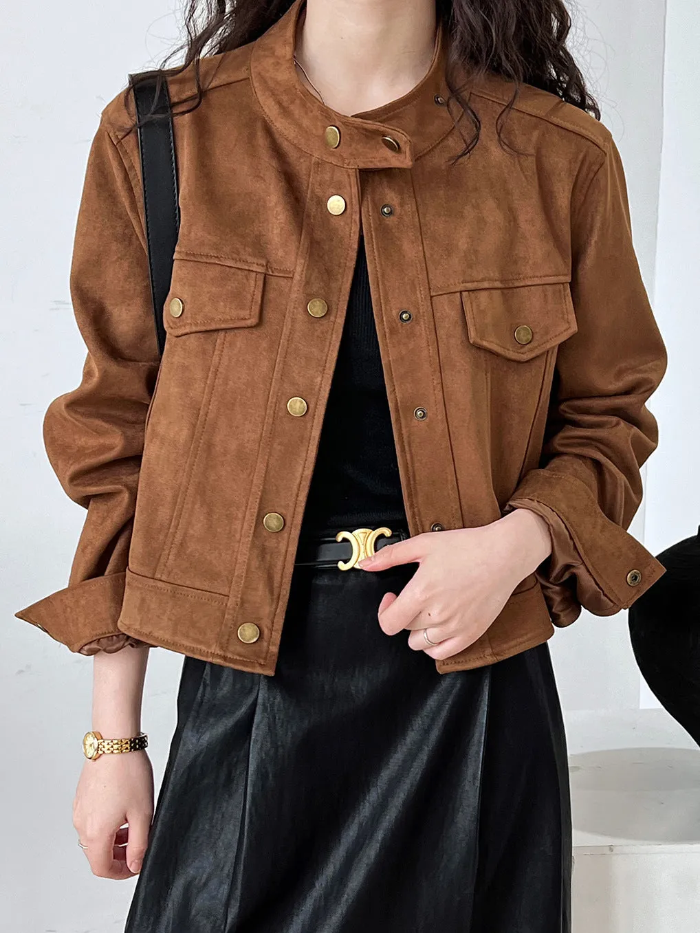 Suede Button Short Jacket sold by COMMENSE product image thumbnail 3