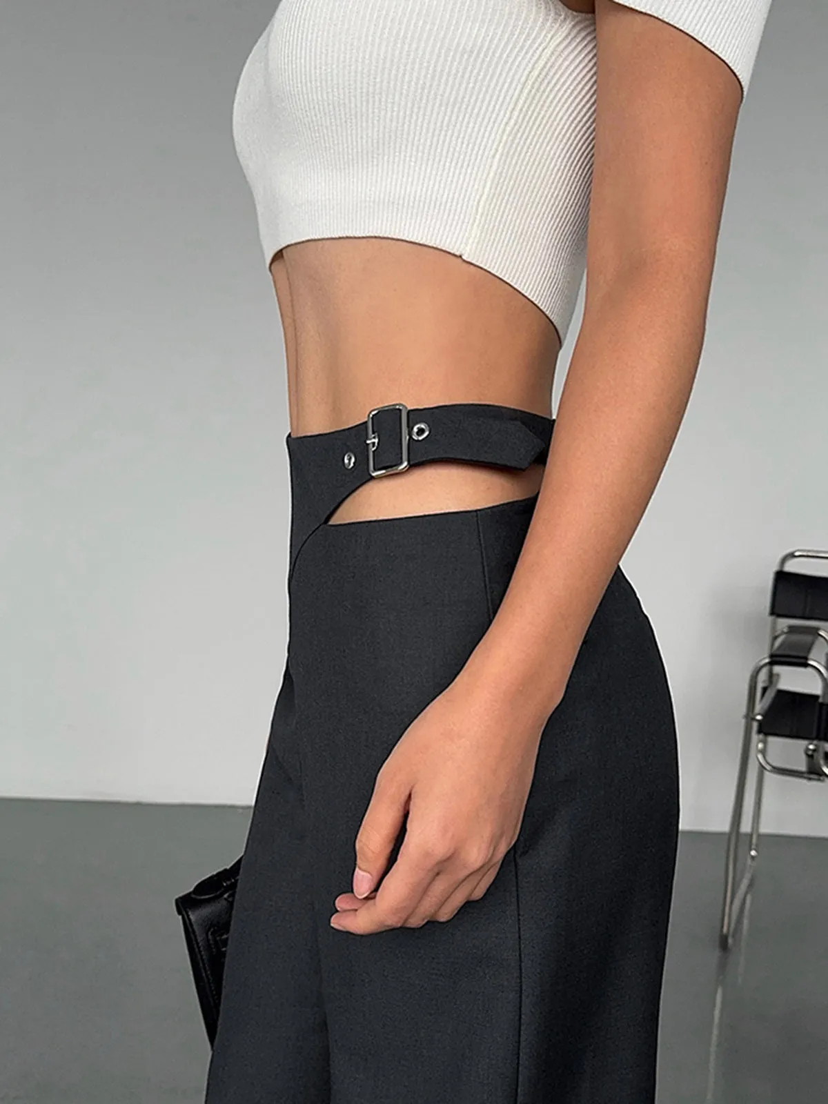 Buckle Belted Cutout Pants sold by COMMENSE product image thumbnail 2