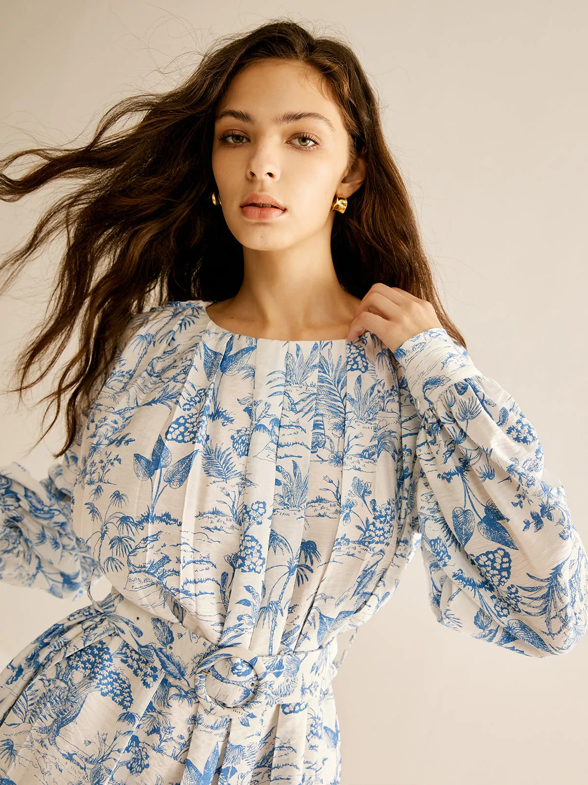 Romance Pleated Belted Dress sold by COMMENSE product image thumbnail 3