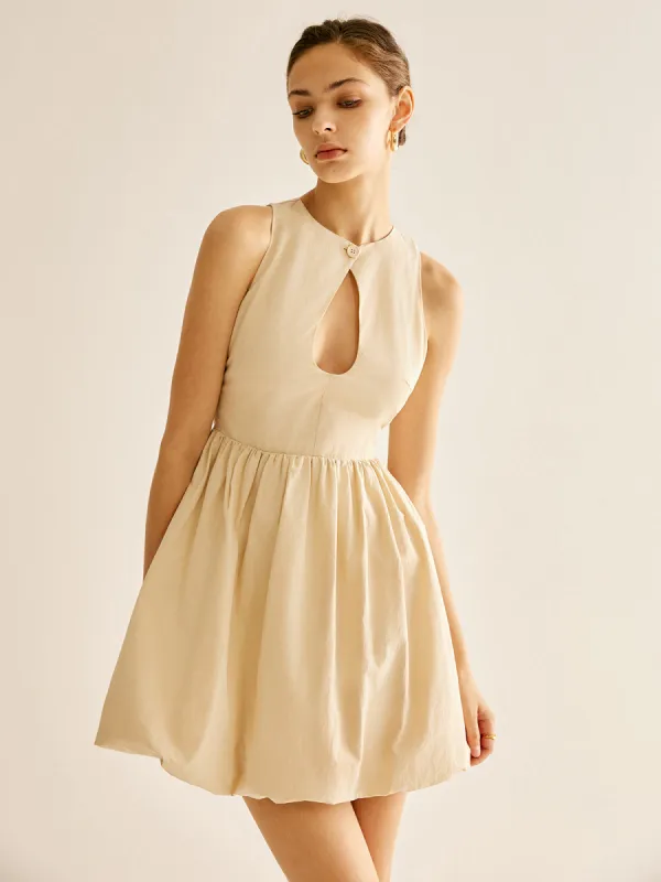 Cotton Keyhole Neckline Pleated Dress sold by COMMENSE