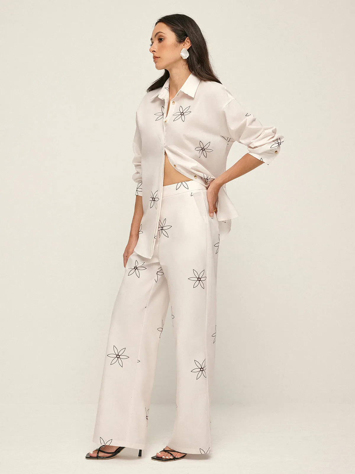 Printed Lapel Button Pants Set sold by COMMENSE product image thumbnail 5